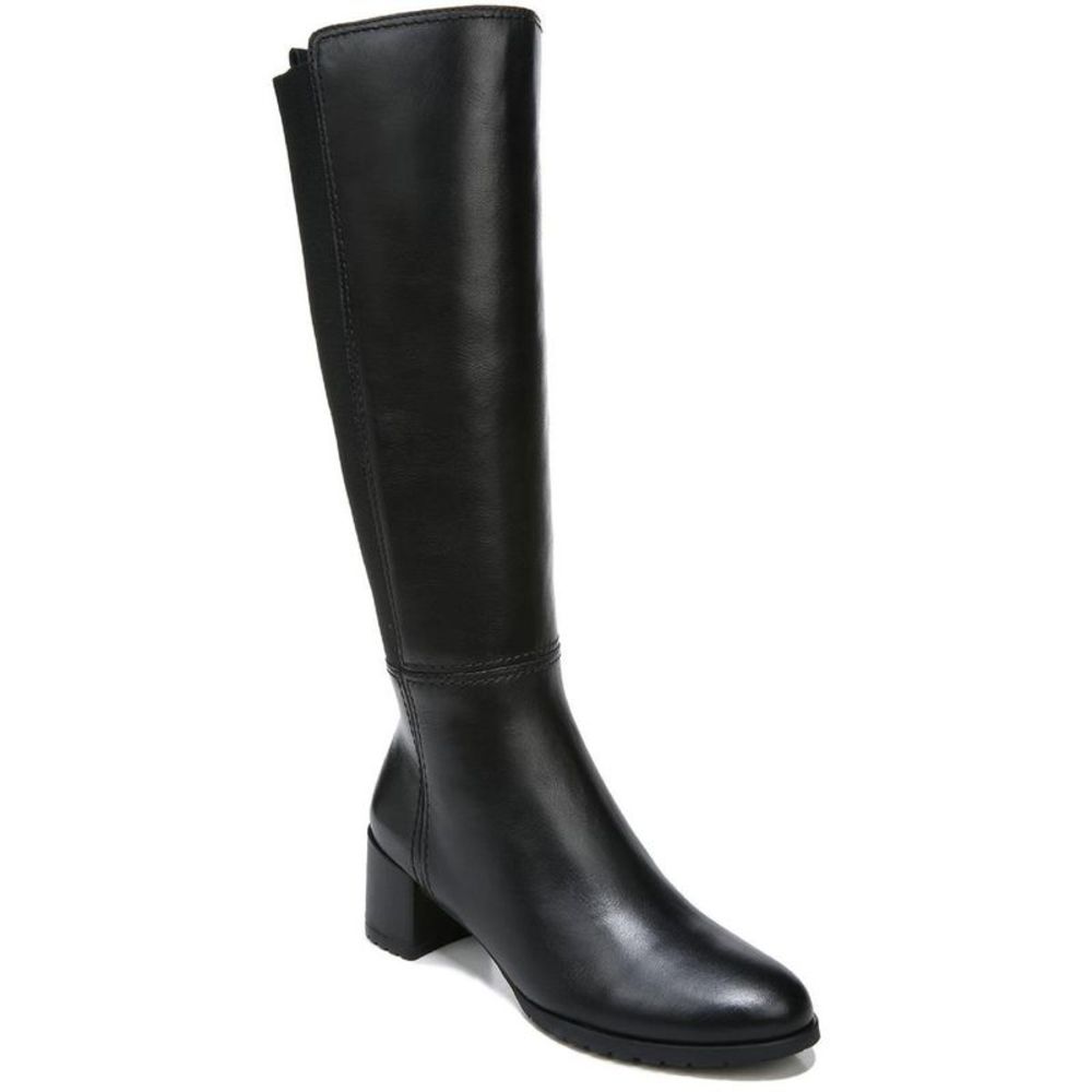 Naturalizer Womens Brent Black Leather Round Toe Knee-High Boots Shoes